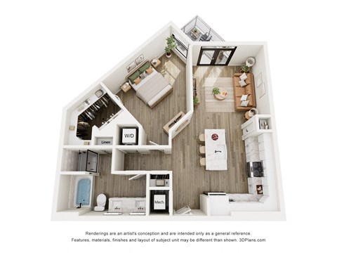 a 1 bedroom floor plan with a bathroom and a living room