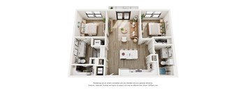 a 2 bedroom floor plan with a bathroom and a bedroom