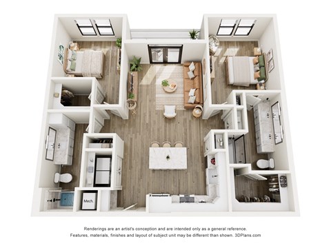 a 3 bedroom floor plan with a bathroom and a living room