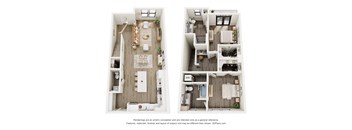 two floor plans of a bedroom and a living room