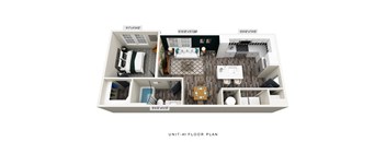 the unitatm apartment floor plan with 1 bedroom and 1 bath