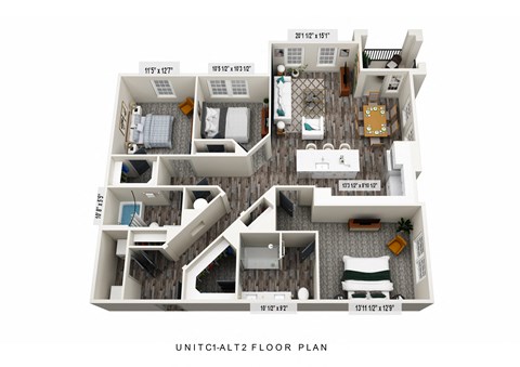 bedroom floor plan | luxury apartments in towson md | the southerly