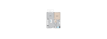 A floor plan of a one bedroom apartment.