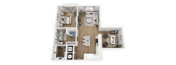 A top-down view of a house layout with labeled rooms.