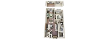 a floor plan with a bedroom and a living room