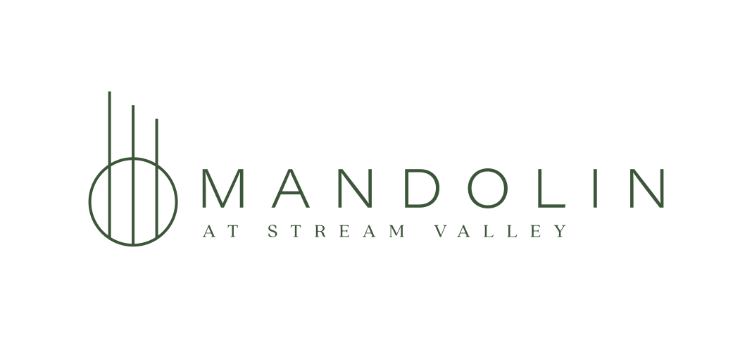 The image is a logo for Mandolin at Stream Valley.