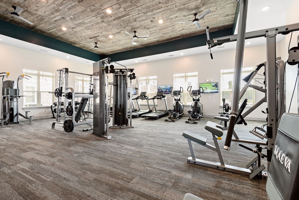 gym with cardio equipment at the bradley braddock road station apartments