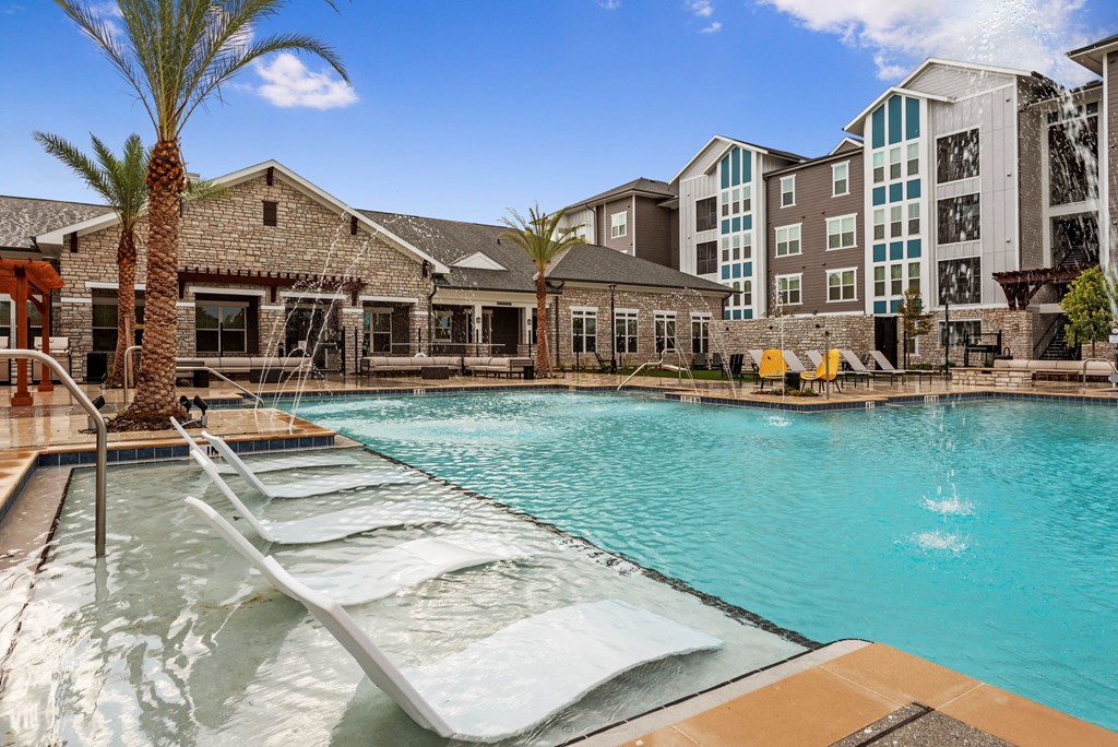 pool area at the bradley braddock road station apartments