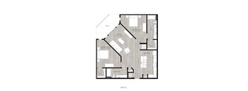 A black and white image of a floor plan for Unit B2.