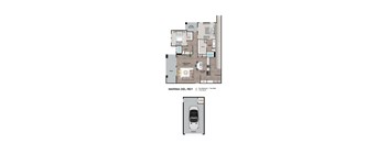 A Marina Del Rey apartment floor plan with a garage.