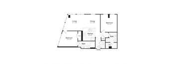A black and white image of a house floor plan.