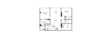 A black and white image of a floor plan for a house.