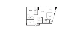 A black and white image of a floor plan for a house.