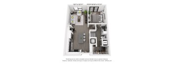 a 1 bedroom floorplan is shown with an open
