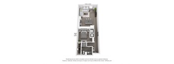 a stylized floor plan of a 1 bedroom apartment