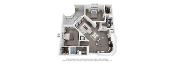 a 1 bedroom floor plan is shown in this illustration