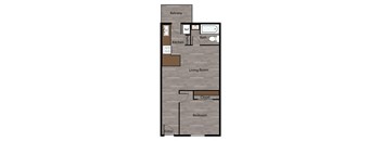 a floor plan of a small house with a bedroom and a living room
