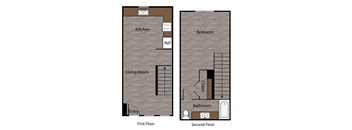a floor plan of a small apartment with a bedroom and a living room