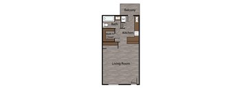 a floor plan of a small room with a bathroom and a living room