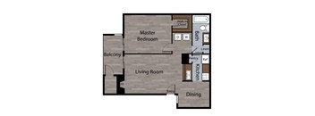 a floor plan of a house with a living room and a dining room
