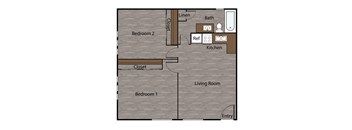 a floor plan of a small house with a bedroom and a living room
