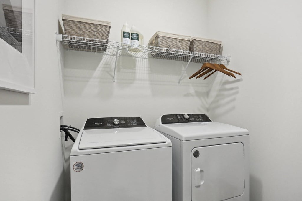 a washer and dryer in a laundry room