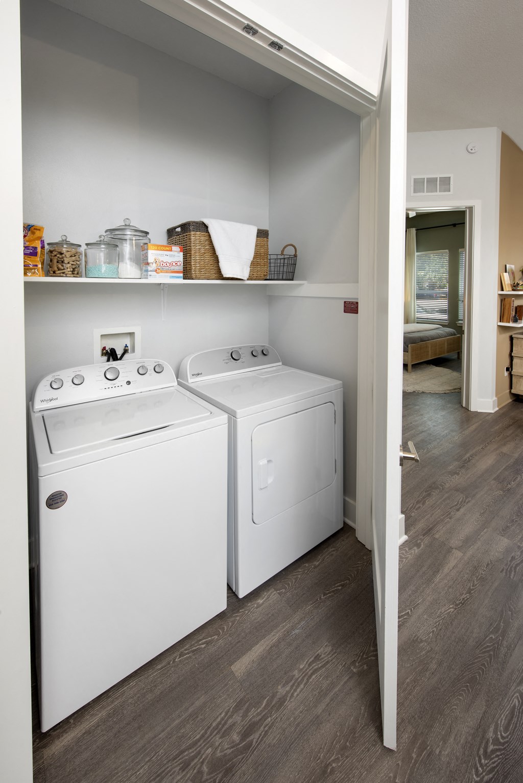 the washer and dryer in the laundry room of a home