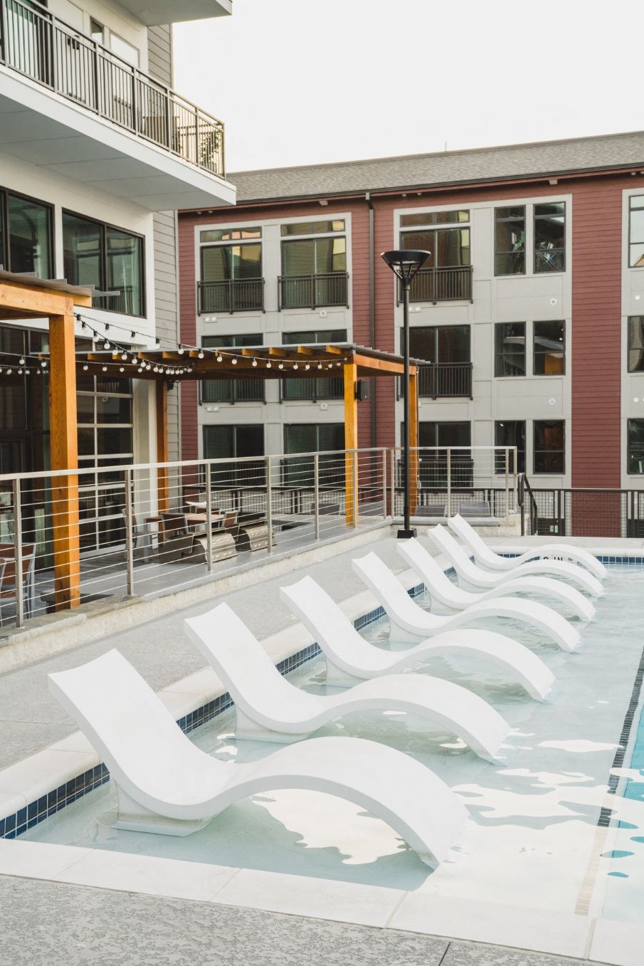 our beautiful benches in our pool