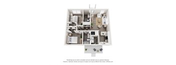a 3d floor plan of a 1 bedroom apartment