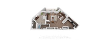 a stylized floor plan of a 2100 sq ft apartment