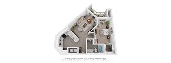 a stylized floor plan of a 1 bedroom floor plan
