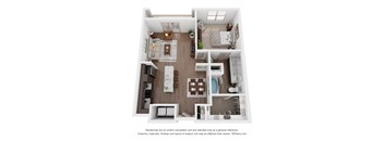 a 3d floor plan of a bedroom with a bathroom
