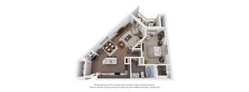 a 1 bedroom floorplan is shown in this illustration