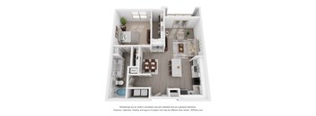 a 1 bedroom floor plan with a bathroom and a living room