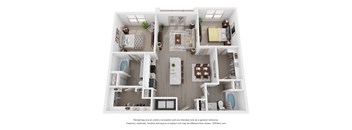 a 3d floor plan of a house with a bedroom and a living room