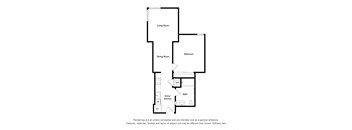 A floor plan of a house with a living room, dining room, kitchen, and bathroom.