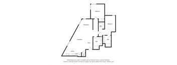 A black and white drawing of a house with labeled rooms.