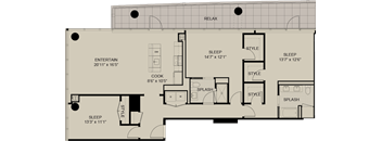 A floor plan of a house with labeled rooms and dimensions.