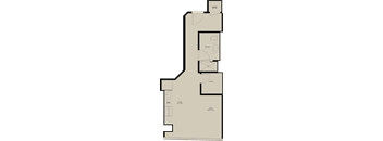 A floor plan shows a kitchen, a living room, a dining area, and a bedroom.
