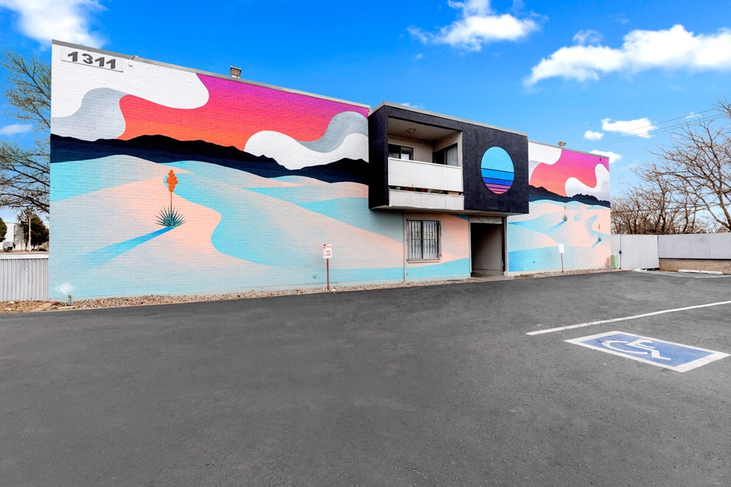 a building with a mural on the side of it