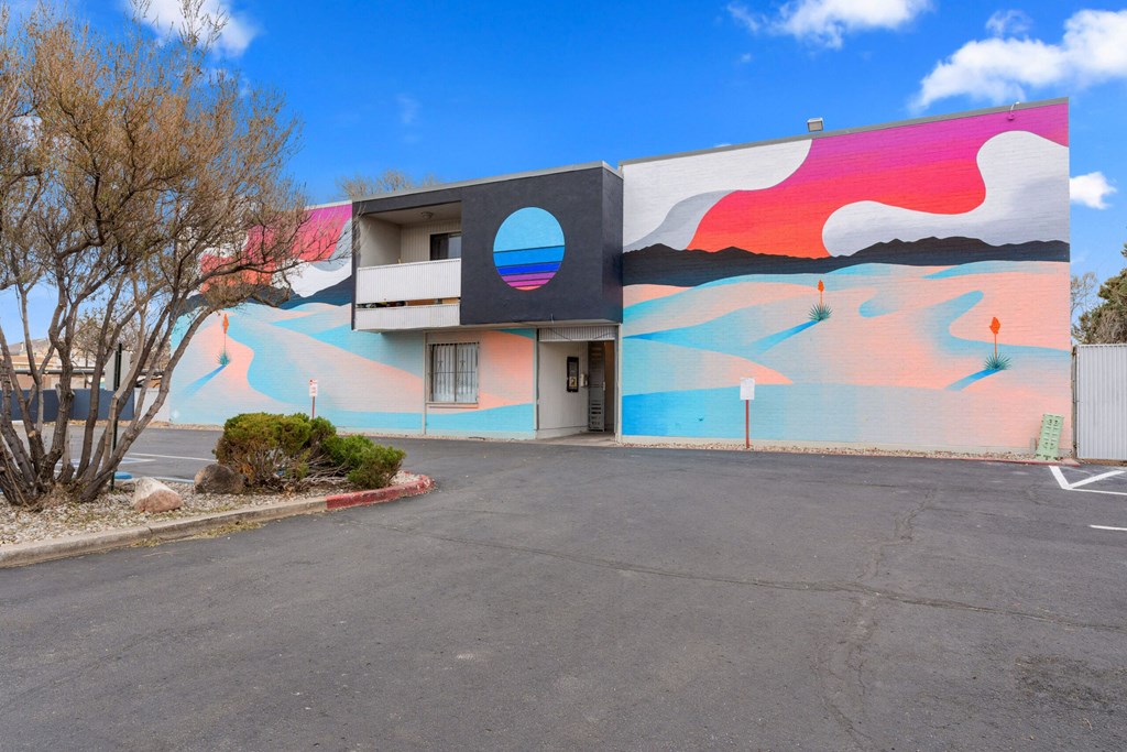 a building with a mural on the side of it