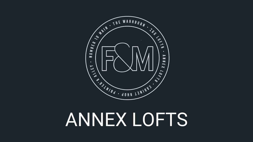 a white and black logo on a black background