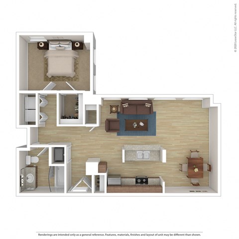 a typical floor plan of a 1 bedroom apartment