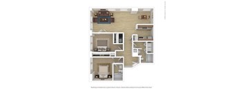 a 2 bedroom floor plan with a bathroom and a living room