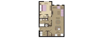 A floor plan of a small apartment with a laundry room.