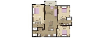 A floor plan of a house with a balcony, two bathrooms, a laundry area, and a foyer.