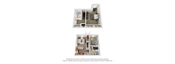 Two images of a floor plan of a small apartment.