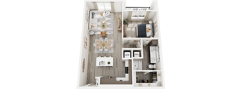 a 2 bedroom floor plan with a bathroom and a living room