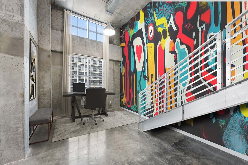 a mural in an office