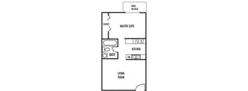 a floor plan of a small bathroom with a toilet and a sink